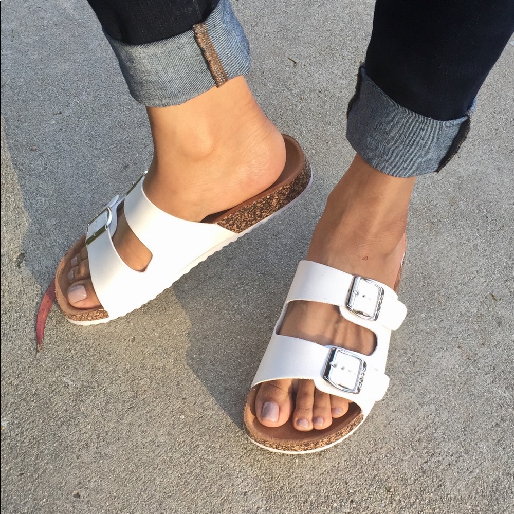 RESTOCKED❤️ white double strap cork slip on sandal - Picture 4 of 8